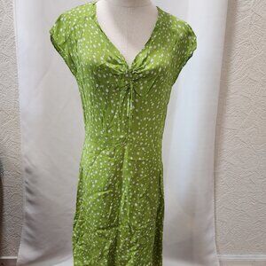 Lime green Dress with white polka dots